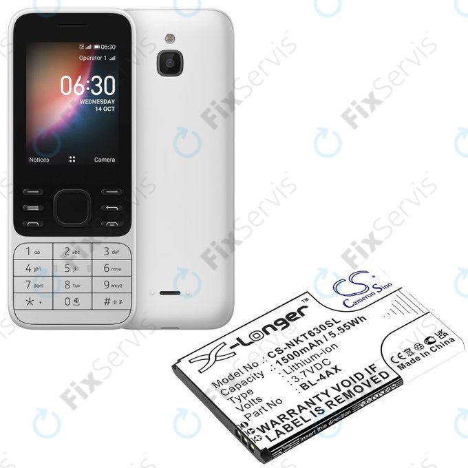 Batéria pre Nokia 6300 4G, Nokia 8000 4G, 1500mAh, Li-Ion, 3.7V, BL-4AX, HQ