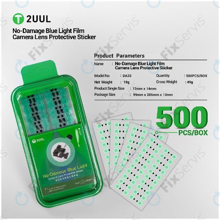 Ochranné nálepky na šošovku kamery s filtrom modrého svetla, 2UUL DA33, 500ks/balenie