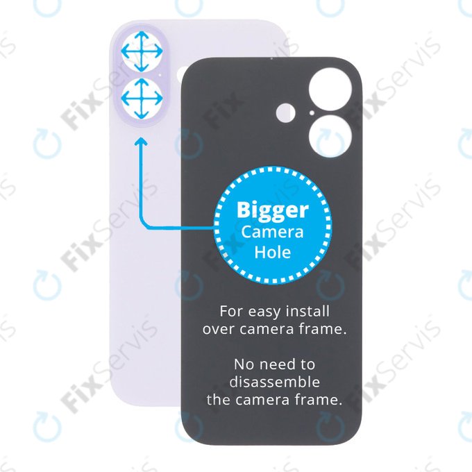 Apple iPhone 17 - Sklo Zadného Housingu so Zväčšeným Otvorom na Kameru (Lavender)