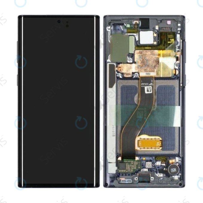Samsung Galaxy Note 10 - LCD Displej + Dotykové Sklo + Rám (Aura Black) - GH82-20818A, GH82-20817A Genuine Service Pack