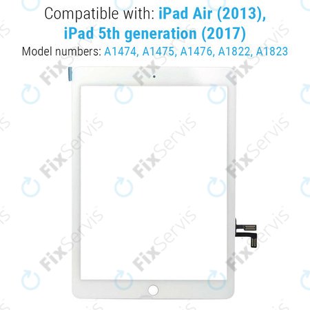 Apple iPad Air, iPad (5th Gen 2017) - Dotykové Sklo (White)