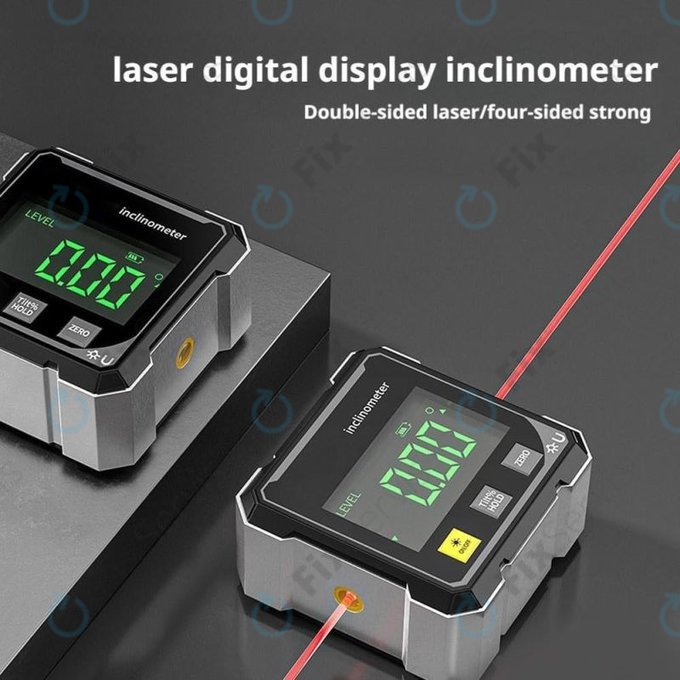 Digitálny uhlomer s magnetom a laserom