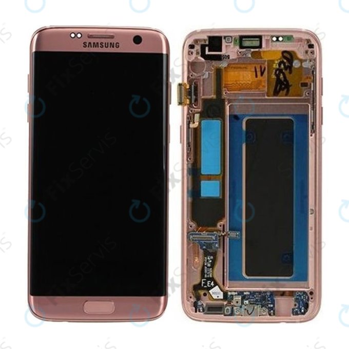 Samsung Galaxy S7 Edge G935F - LCD Displej + Dotykové Sklo + Rám (Pink Gold) - GH97-18533E, GH97-18594E, GH97-18767E Genuine Service Pack