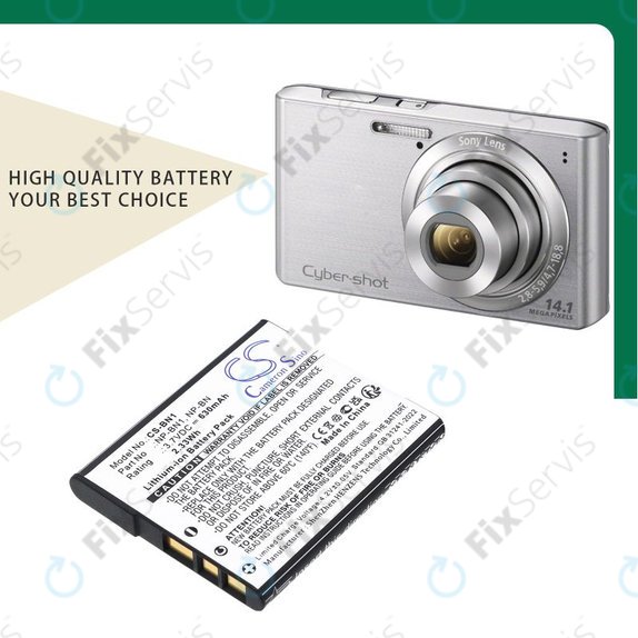 Batéria pre Sony Cyber-Shot DSC-TX20, TX9, 630mAh, Li-Ion, 3.7V, NP-BN1, HQ
