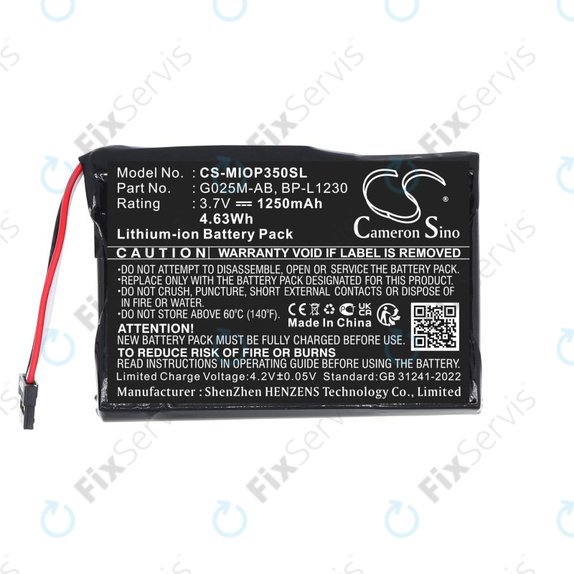 Batéria pre Mitac Mio P350, P550, 1250mAh, Li-Ion, 3.7V, BL-LP1230, HQ