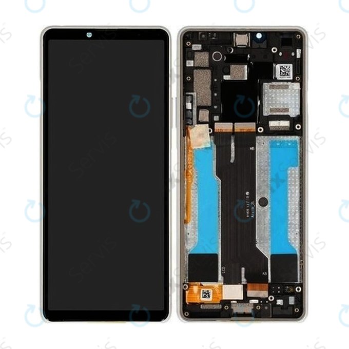 Sony Xperia 10 III - LCD Displej + Dotykové Sklo + Rám (White) - A5034093A Genuine Service Pack