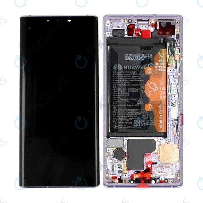 Huawei Mate 30 Pro - LCD Displej + Dotykové Sklo + Rám + Batéria (Space Silver) - 02353EQX, 02353HJH