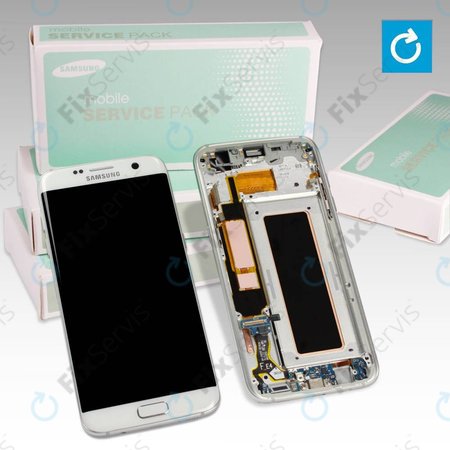 Samsung Galaxy S7 Edge G935F - LCD Displej + Dotykové Sklo + Rám (White) - GH97-18533D, GH97-18594D, GH97-18767D Genuine Service Pack