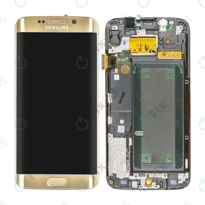 Samsung Galaxy S6 Edge G925F - LCD Displej + Dotykové Sklo + Rám (Gold Platinum) - GH97-17162C, GH97-17317C, GH97-17334C Genuine Service Pack