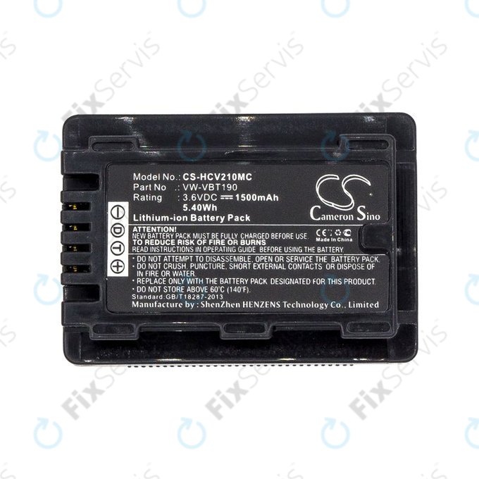 Batéria pre Panasonic HC-V210, 1500mAh, Li-Ion, 3.6V, VW-VBT190, HQ