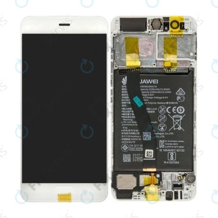 Huawei P10 - LCD Displej + Dotykové Sklo + Rám + Batéria (Mystic Silver) - 02351DQN, 02351GVS, 02351ENH Genuine Service Pack