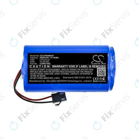 Cecotec Conga 900, 1000, 2000, 5000-series, Excellence 990, Mamibot ExVac 600, 800-series, Neatsvor X500 - Batéria CONG1002 Li-Ion 14.4V 2600mAh HQ