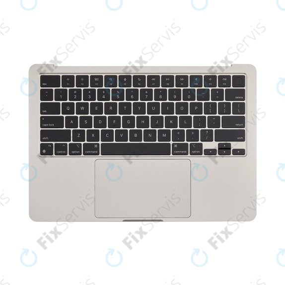 Horný rám klávesnice pre MacBook Air 13", A3113 (2024), s klávesnicou US a batériou, Starlight, 661-40229, Genuine Apple