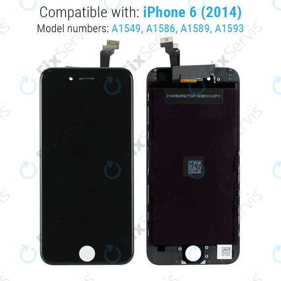 Displej pre iPhone 6, Black, Dotykové sklo s rámom, Refurbished