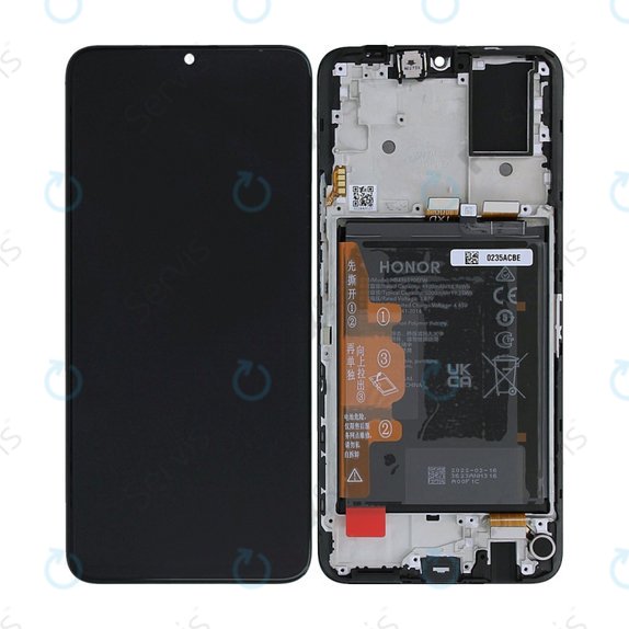 Honor X7 CMA-LX2 - LCD Displej + Dotykové Sklo + Rám + Batéria (Black) - 0235ACBE Genuine Service Pack