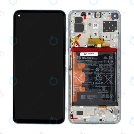 Huawei P40 Lite 5G - LCD Displej + Dotykové Sklo + Rám + Batéria (Space Silver) - 02353SUQ Genuine Service Pack