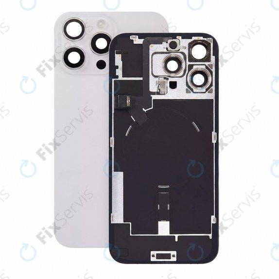 Sklo zadného housingu pre iPhone 16 Pro Max, White Titanium, Pulled A