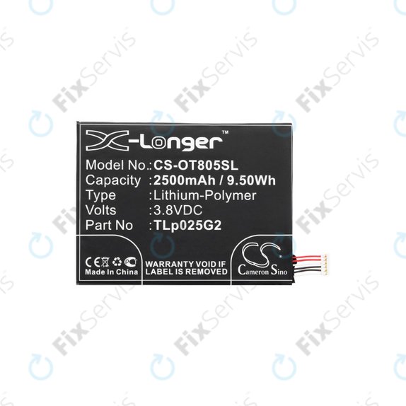 Batéria pre Alcatel One Touch Pixi 8", 2500mAh, Li-Pol, 3.8V, TLp025G2, HQ