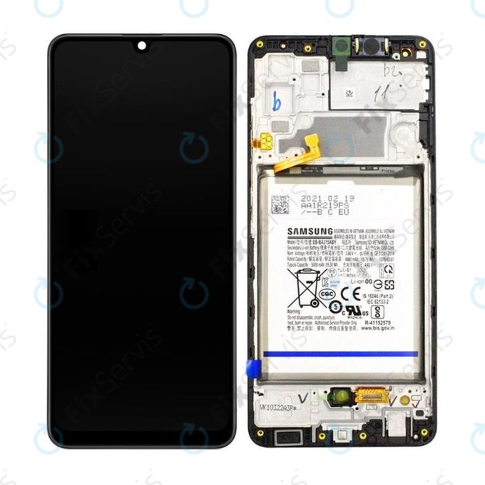 Samsung Galaxy A32 A325F - LCD Displej + Dotykové Sklo + Rám + Batéria (Awesome Black) - GH82-25611A, GH82-25612A Genuine Service Pack