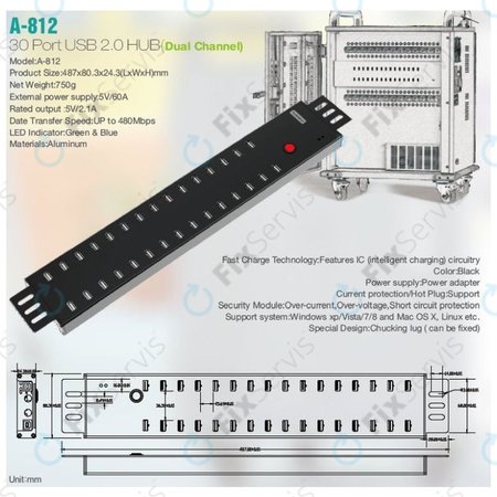 Sipolar A-812 - USB 2.0 HUB s 30 portami