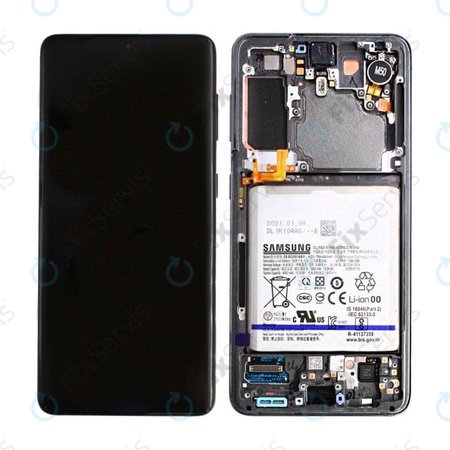 Samsung Galaxy S21 G991B - LCD Displej + Dotykové Sklo + Rám + Batéria (Phantom Gray) - GH82-24716A, GH82-24718A Genuine Service Pack