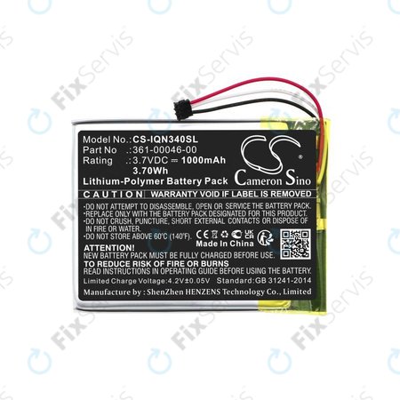 Batéria pre Garmin Dash Cam 20, Nuvi 3400, 1000mAh, Li-Pol, 3.7V, 361-00046-00, HQ