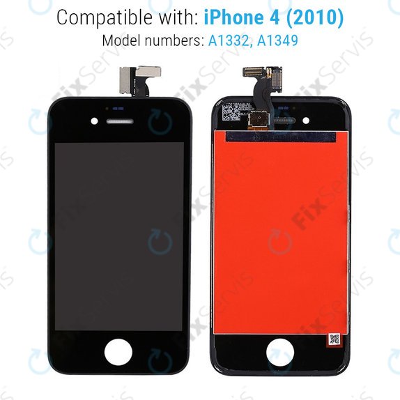 Displej pre iPhone 4, Black, Dotykové sklo s rámom