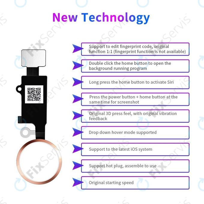 Apple iPhone 7, 7 Plus, 8, 8 Plus, SE (2020), SE (2022) - Tlačidlo Domov JCID 7 Gen (Space Gray, Black)