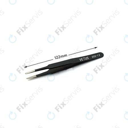 Vetus ESD-13 - Antistatická Kovová Pinzeta s Plochou Špičkou (115mm)
