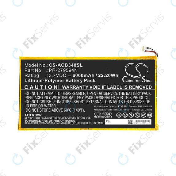 Batéria pre Acer Iconia One 10 B3-A40, 6000mAh, Li-Pol, 3.7V, PR-279594N, HQ