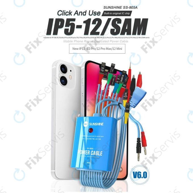 Sunshine SS-905A - Sada Napájacích Kabelov (iPhone 5S - 12 Pro Max, Samsung)