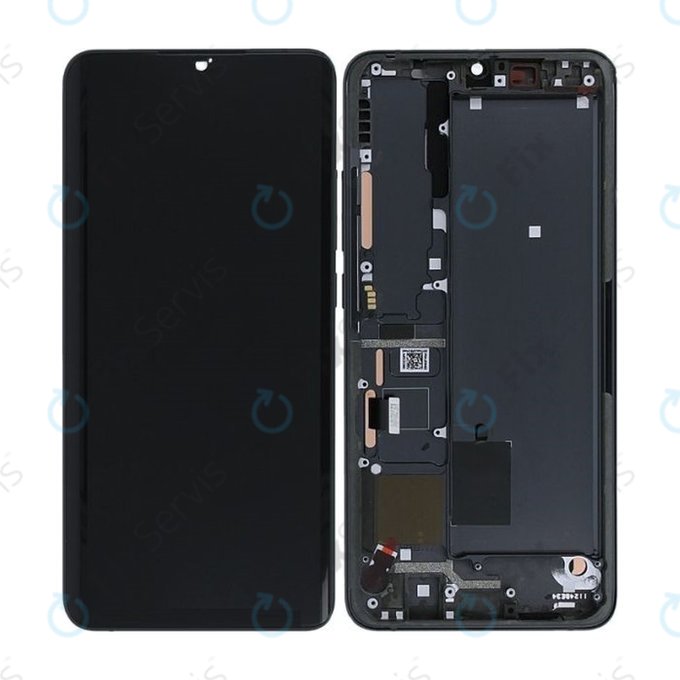 Xiaomi Mi Note 10, Mi Note 10 Pro - LCD Displej + Dotykové Sklo + Rám (Midnight Black) - 56000300F400 Genuine Service Pack
