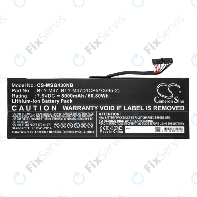 Batéria pre MSI GS40, GS43, MS14, 8000mAh, Li-Ion, 7.6V, BTY-M47, HQ