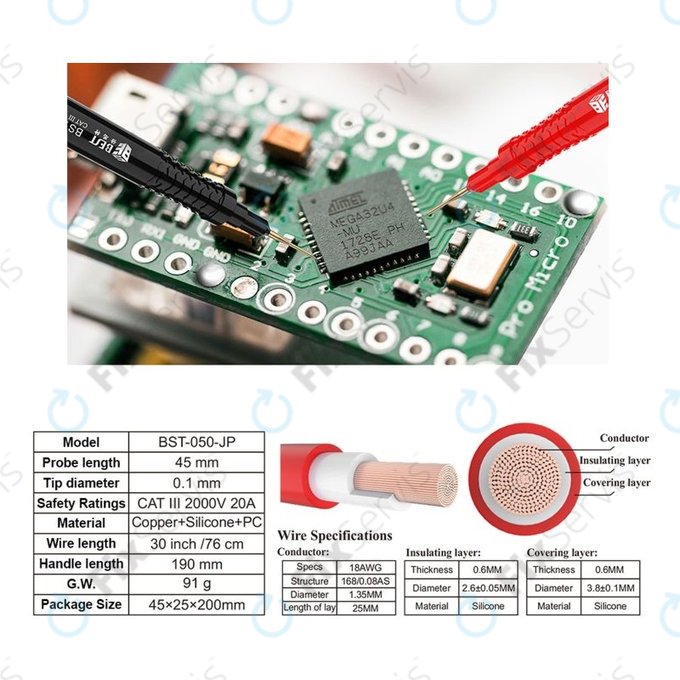 Best BST-050 - Dvojitý Testovací Kábel pre Multimeter (Supravodivý)