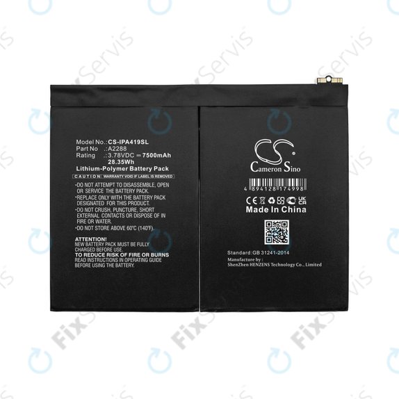 Apple iPad Air (4th Gen 2020), (5th Gen 2022), 11 (2024) - Batéria A2288 7500mAh HQ