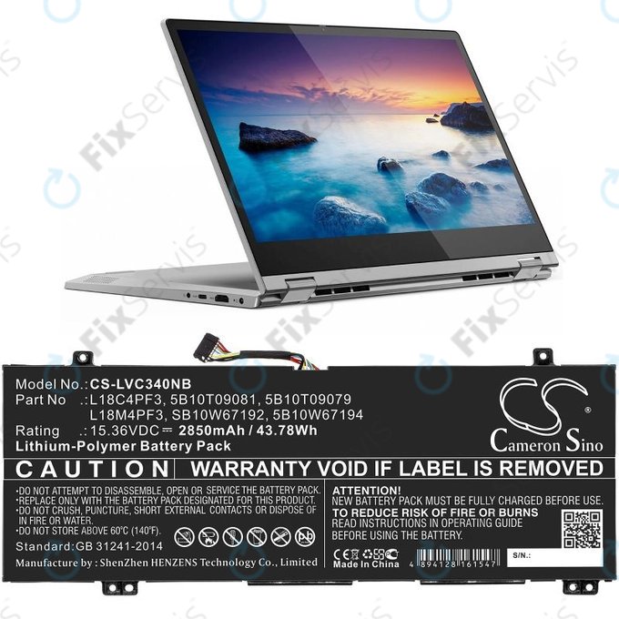 Batéria pre Lenovo Ideapad C340, Ideapad Flex, 2850mAh, Li-Pol, 15.36V, L18C4PF3, HQ