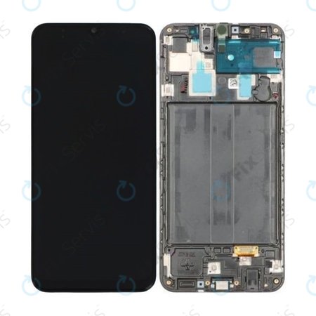 Samsung Galaxy A30 A305F - LCD Displej + Dotykové Sklo + Rám (Black) - GH82-19725A, GH82-19202A Genuine Service Pack