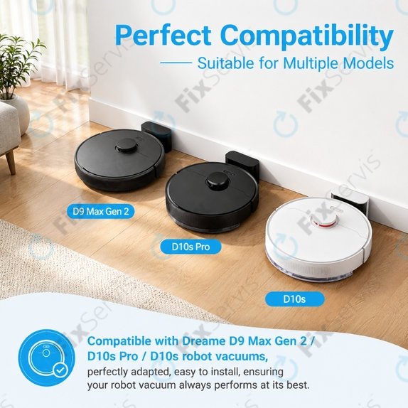 Sada náhradných dielov pre Xiaomi Dreame D9 Max Gen2, D10s, D10s Pro (1x Hlavná kefa, 2x Filter, 2x Bočná kefa - čierna, 2x Mopovacia utierka)