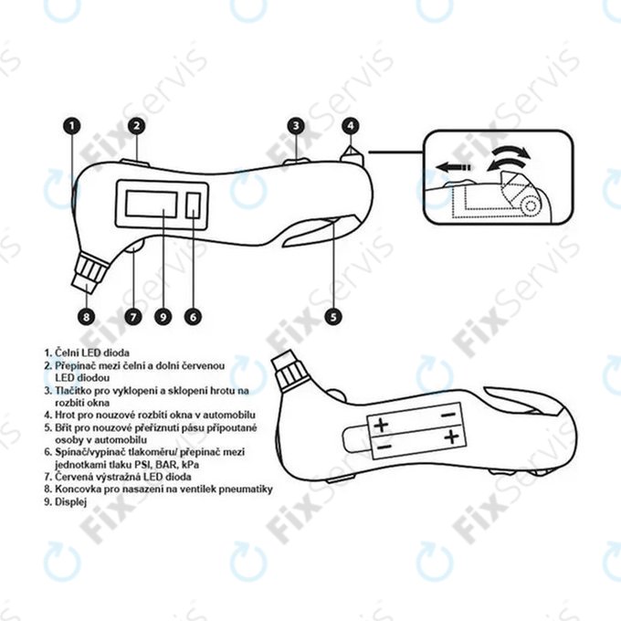 Extol Premium 8863050 Emergency - Merač Tlaku v Pneumatikách 5v1
