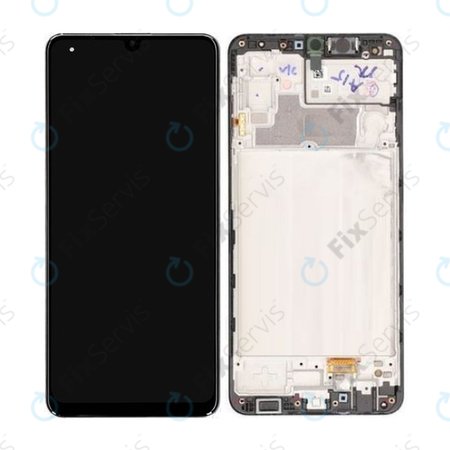 Samsung Galaxy M32 M325F - LCD Displej + Dotykové Sklo + Rám (Black) - GH82-25981A, GH82-26193A Genuine Service Pack