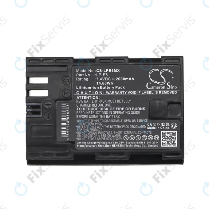 Batéria pre Canon EOS 5D Mark II, EOS 7D, EOS 70D, 2000mAh, Li-Ion, 7.4V, LP-E6, HQ