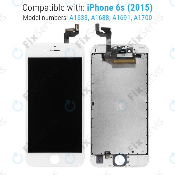 Displej pre iPhone 6S, White, Dotykové sklo s rámom