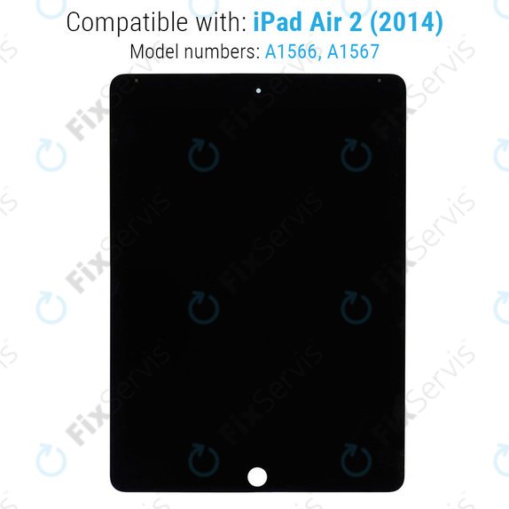 LCD Displej pre iPad Air 2, Black, Dotykové sklo bez rámu, Refurbished