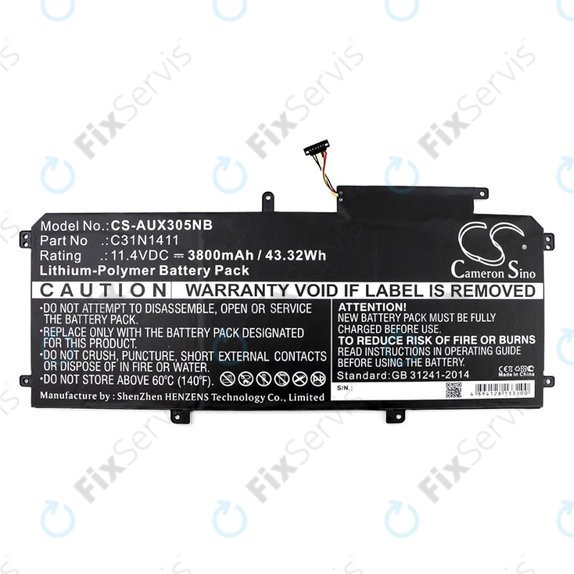 Batéria pre Asus Zenbook UX305, 3800mAh, Li-Pol, 11.4V, C31N1411, HQ