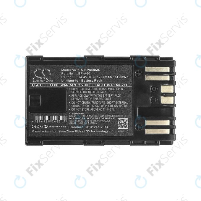 Batéria pre Canon EOS S200, C300, 5200mAh, Li-Ion, 14.4V, BP-A60, HQ