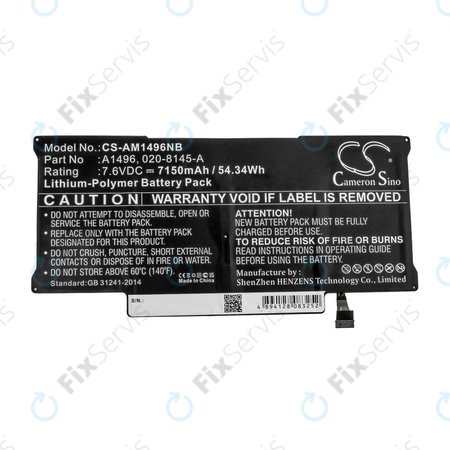 Apple MacBook Air 13" A1466 (Mid 2013 - Mid 2017) - Batéria A1496 7150mAh HQ