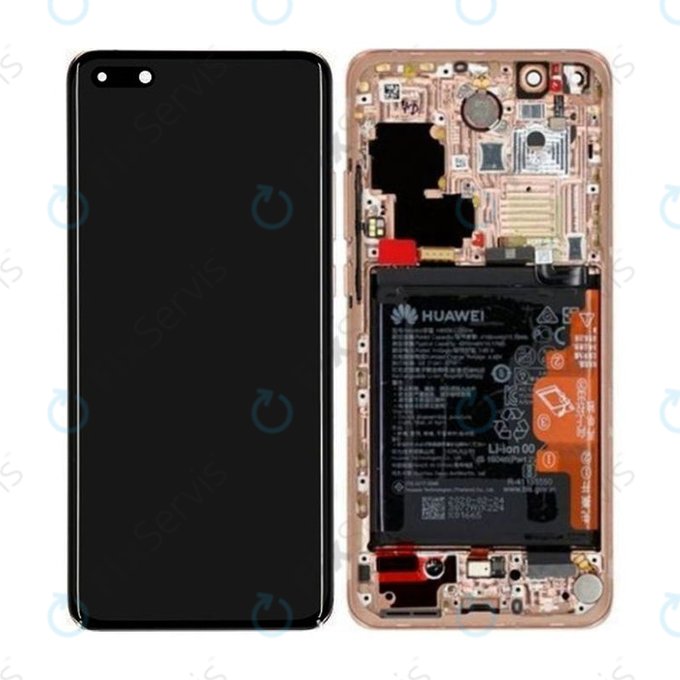 Huawei P40 Pro - LCD Displej + Dotykové Sklo + Rám + Batéria + Senzor Odtlačku Prsta (Blush Gold) - 02353PJL Genuine Service Pack