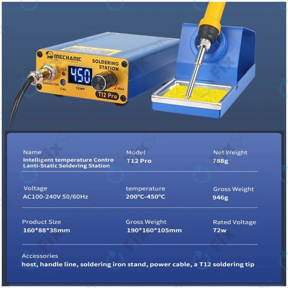 Mechanic T12 Pro - Digitálna Spájkovacia Stanica (Blue)