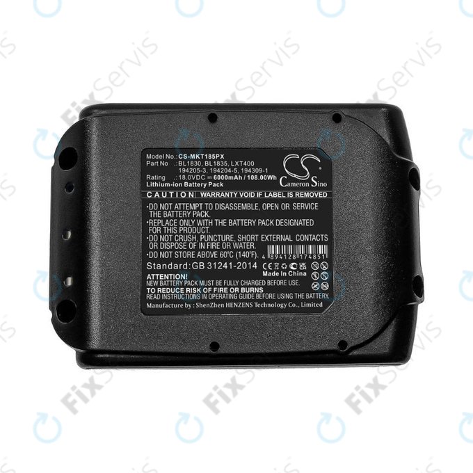 Makita 18V - Batéria BL1830, BL1835, LXT400,194205-3, 194204-5, 194309-1 Li-Ion 18.0V 6000mAh HQ
