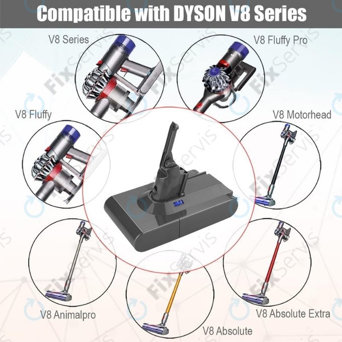 Dyson V8 - Batéria 215681, PM8-US-HFB1497A Li-Ion 21.6V 3000mAh